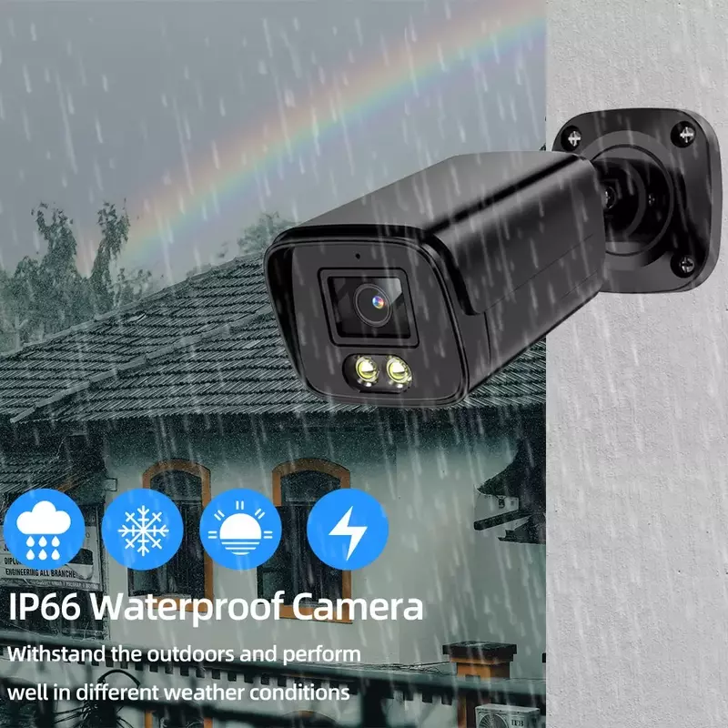 Câmera de bala de visão noturna para casa, 8MP aprimorada 2LED, potência superior, 24H Full Color, CCTV AHD, 4K luminoso, H.265, 6in 1