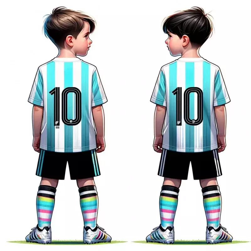 Messi Futebol Jersey Set para crianças, Mbappe, futebol treino, S curto, novo estilo, 3 PCs, 7 #, camisa de manga comprida 10 #