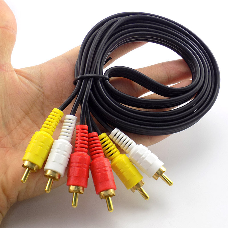 1.5M 3 RCA kabel konektor AV Audio musik colokan Jack Male ke Male 3X RCA kabel ritel untuk speaker suara TV