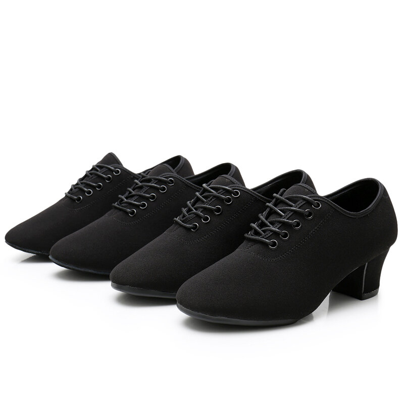 Женские кроссовки из ткани Оксфорд на массивном каблуке, бальные туфли для современных латинских танцев, черные туфли-оксфорды на высоком каблуке 3,5 см или 5 см