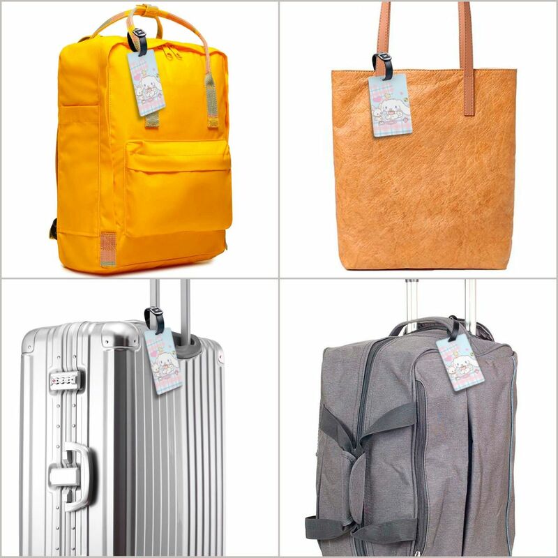 Étiquette de bagage de dessin animé Cinnamoroll mignon avec carte de visite, couverture de confidentialité, étiquette d'identification pour sac de voyage, valise