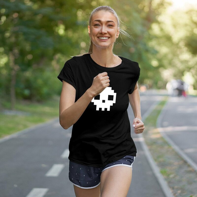 Koszulka Pixel Skull T-Shirt ubrania vintage śmieszne letnie ubrania t-shirty dla kobiet
