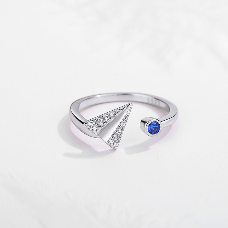 KALETINE cincin jari perak murni 925, sederhana segitiga bening CZ cincin dapat disesuaikan untuk wanita hadiah perhiasan pernikahan