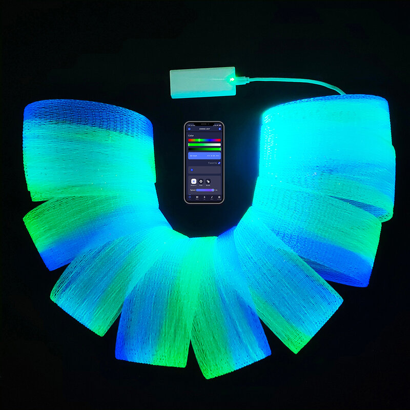 FOPLIT lampu jala serat optik LED optit baterai untuk Dekor rumah pohon langit-langit-Kit jaring serat optik plastik aplikasi ponsel