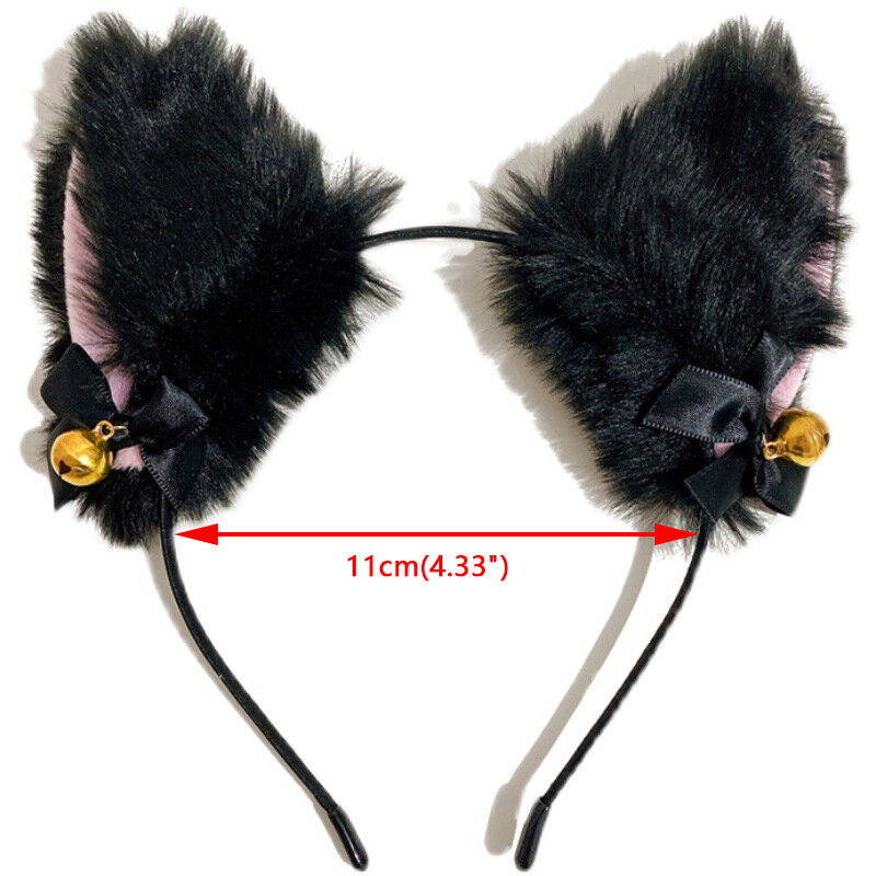 Cat Ears Headband para Mulheres e Meninas, Lace Bow Necklace, Plush Bell Hairband, Cosplay, Masquerade Party Costume, Acessórios para Cabelo, Sexy