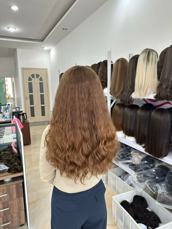 Kosher-peruca europeia do cabelo humano para mulheres, cor marrom, Tsinguowigs, parte superior do laço, perucas judaicas, frete grátis