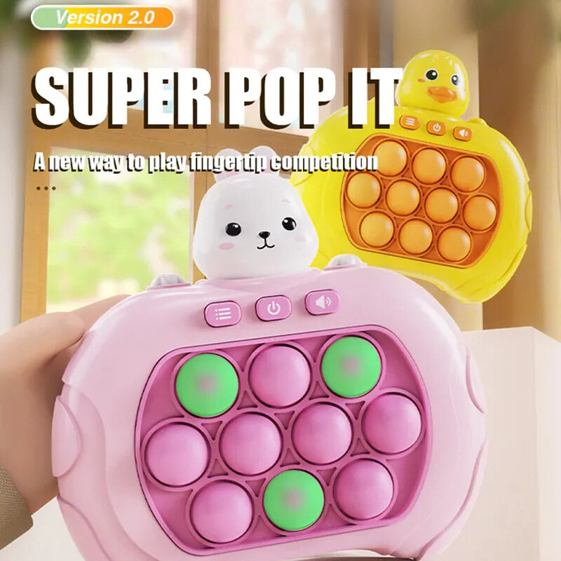 New Original Quick Push Game Pop Up Fidget Bubble Electronic Pop Game Light Anti-Stress Toys For Adult Child Gift With Box
