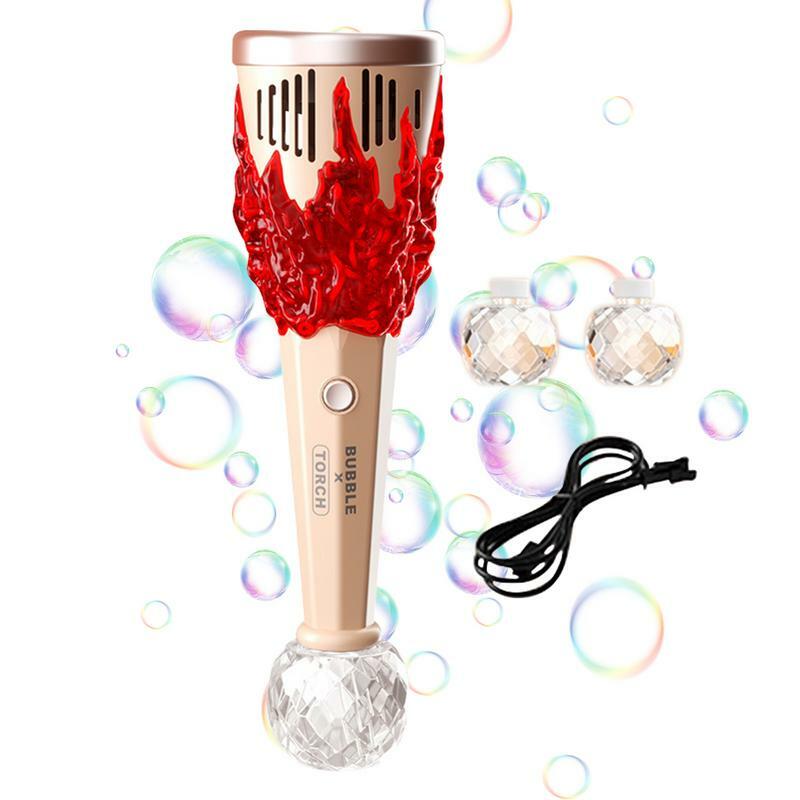 Bubble Machine Wand Lights-Up Handheld Torch Bubble Blowing Machine & Maker Portable Automatic Bubble Blower for Easter Kids