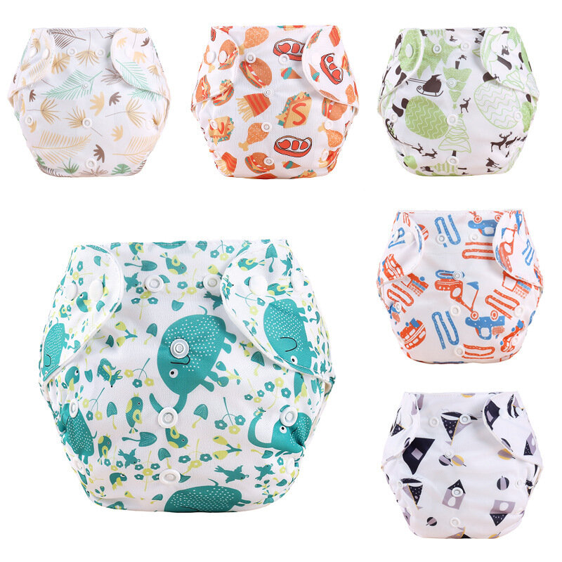 1PC Ecology Cloth Diapers Baby Diaper Reusable Waterproof Panties Solid Color Cloth Nappies for 0-18M Baby