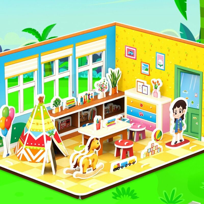 Desenhos animados 3D papel educativo Puzzle, Handmade cozinha brinquedos, Handmade DIY, quarto meninas