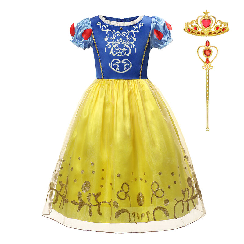 Disney Princess Snow White Dress For Baby Girls Cosplay Costume Rapunzel Belle Cinderella Halloween Birthday Party Kids Clothes