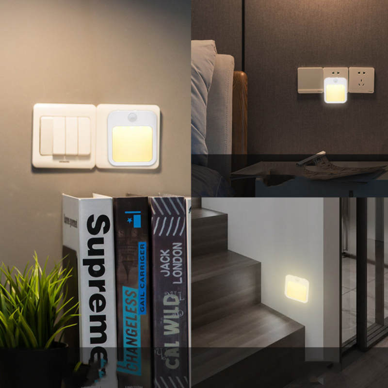 Motion Sensor LED Night Lights EU/US Plug Dimmable Cabinet Light For Baby Bedside Bedroom Corridor Wireless Night Lamp Lighting