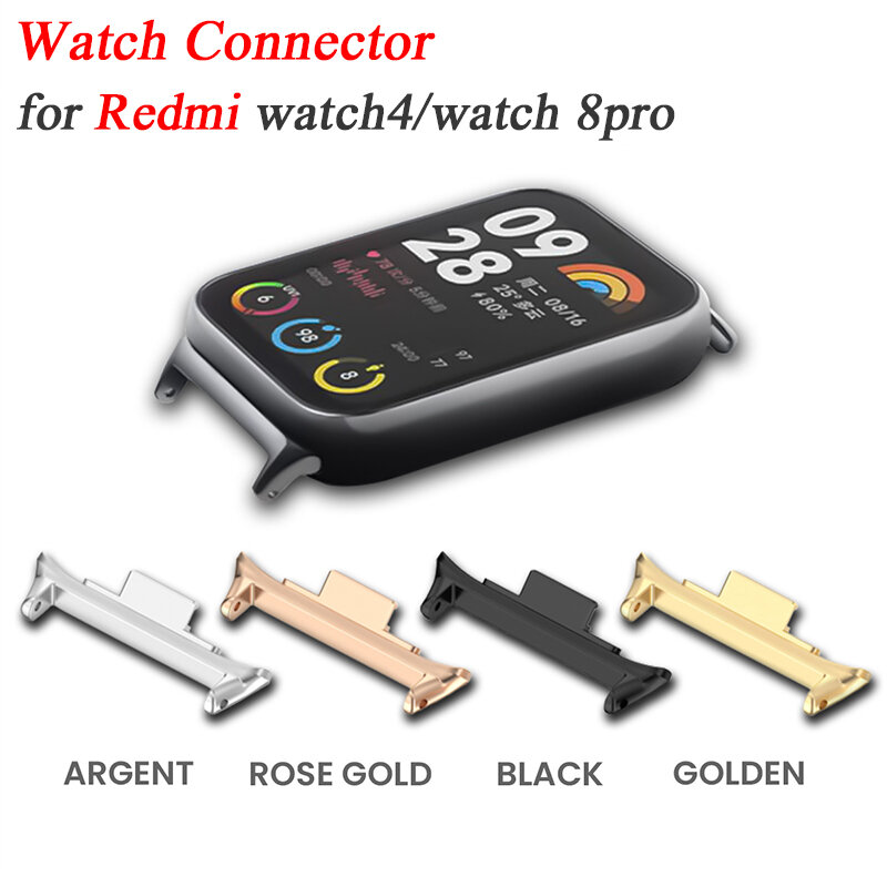 Connecteur de montre en acier inoxydable pour Xiaomi Mi Band 8 Pro, adaptateur pour Redmi Watch 4, accessoires de bracelet, 1 paire