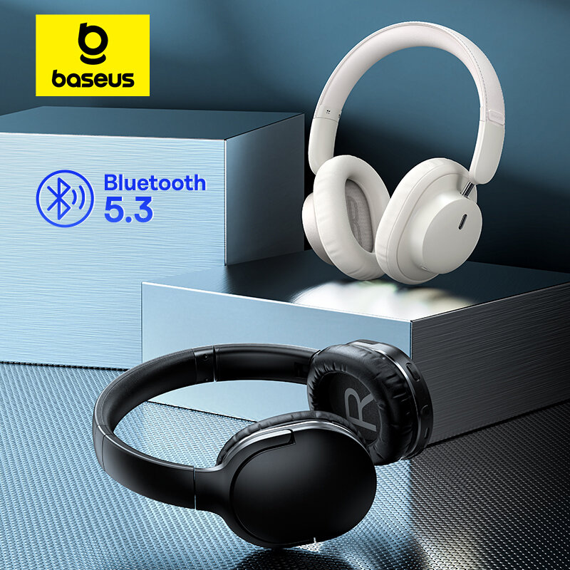 Baseus Bowie D03 Headphone nirkabel Bluetooth 5.3, Headset di atas telinga Driver 40mm waktu pemutaran 30 jam earphone nirkabel/berkabel