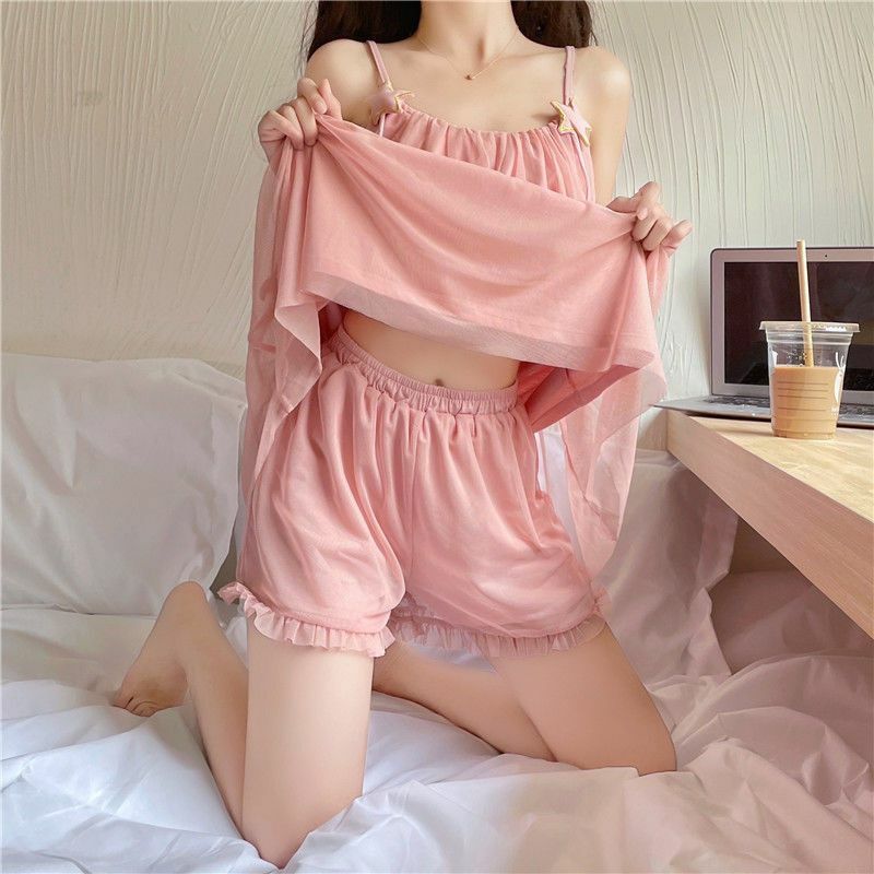 Conjunto de pijama de duas peças feminino, terno de pijama fino, loungewear palácio, estilo princesa, novo, venda quente, versão coreana, verão