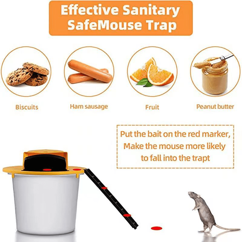 Mouse Trap Flip and Slide Bucket Lid Mice Rat Trap For Indoor Outdoor Multi Catch Auto Reset