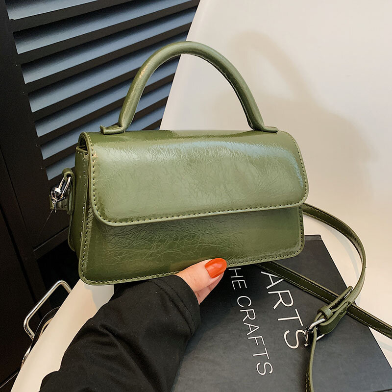 Bolso de mano de diseñador de lujo para mujer, bolsa de mensajero de Color sólido, bolso cruzado de cuero cerrado, bolsos de hombro, 2024