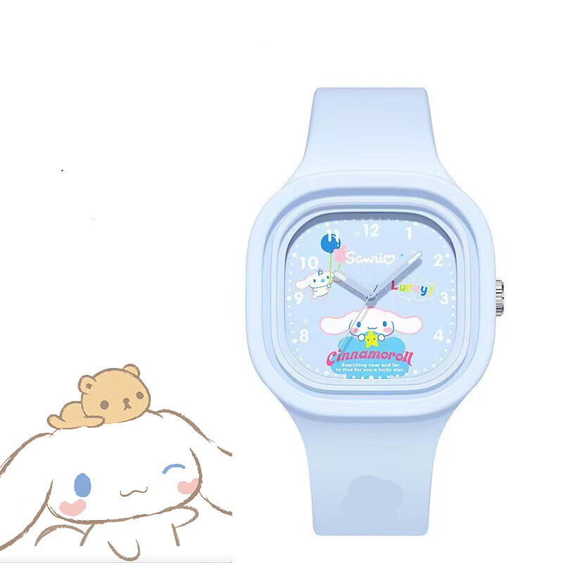 Relógios para desenhos animados infantis, Hello Kitty, Kuromi, pulseira de sílica gel, relógio de quartzo, presente para crianças, meninas, novo