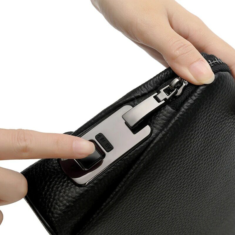 Fingerprint Lock Handbag masculino, carteira de segurança