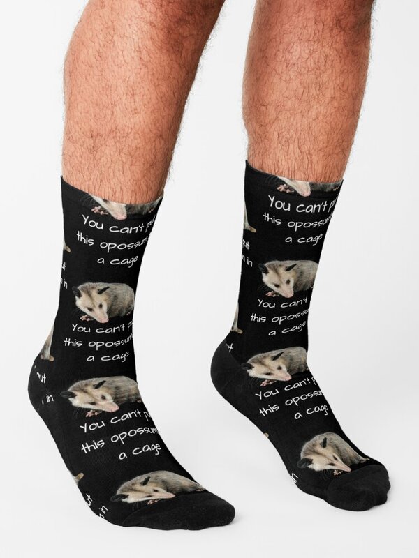 คุณไม่สามารถใส่ opossum นี้ในกรง-ถุงเท้าของขวัญตลกพอสซัมถุงเท้ากีฬาแฟชั่นถุงเท้าเชียร์ของผู้ชายผู้หญิง