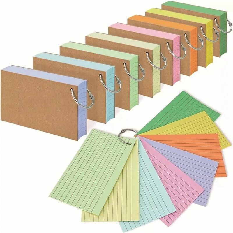 Horizontal Line Binder Memo Book, frente e verso com tampa, Flash Cards, Loose-Leaf, Loose-Leaf, Index Cards, alta qualidade, Escritório