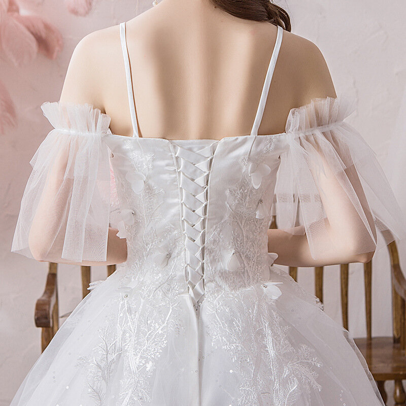 Женское свадебное платье на одно плечо, белое платье в пол с вышивкой, свадебное платье