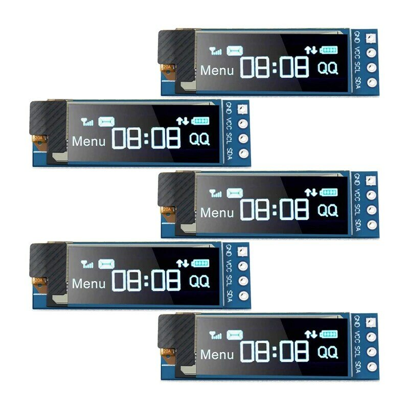 5 Pieces I2C Display Module 0.91 Inch I2C OLED Display Module I2C OLED Screen Driver DC 3.3V-5V