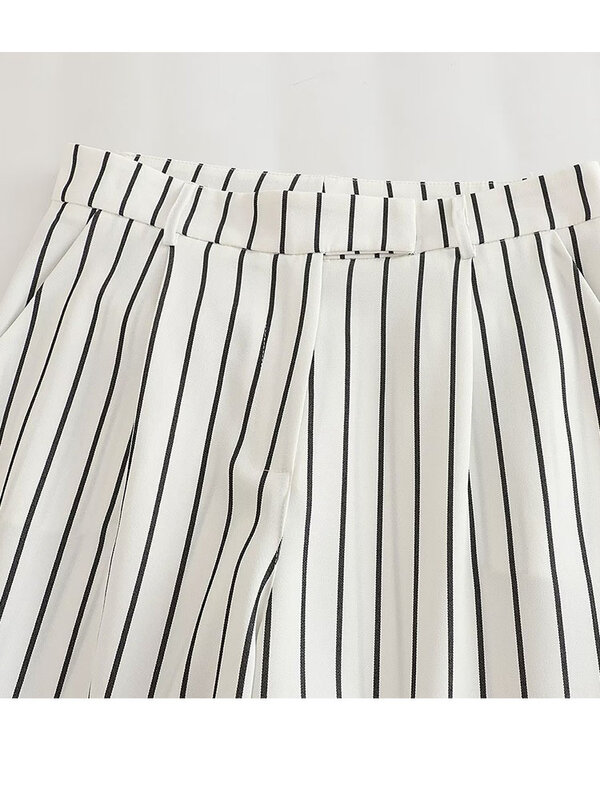 Kumsvag 2023 kobiet wiosenne paski szerokie nogawki spodnie luźne luźne guziki damskie eleganckie spodnie damskie spodnie w stylu ulicznym