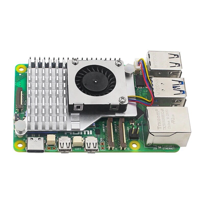 Raspberry Pi 5 Active Cooler, алюминиевый радиатор PWM, Регулируемый Вентилятор скорости, черный, серебристый, синий, Охлаждающий радиатор для RPI 5 Pi5