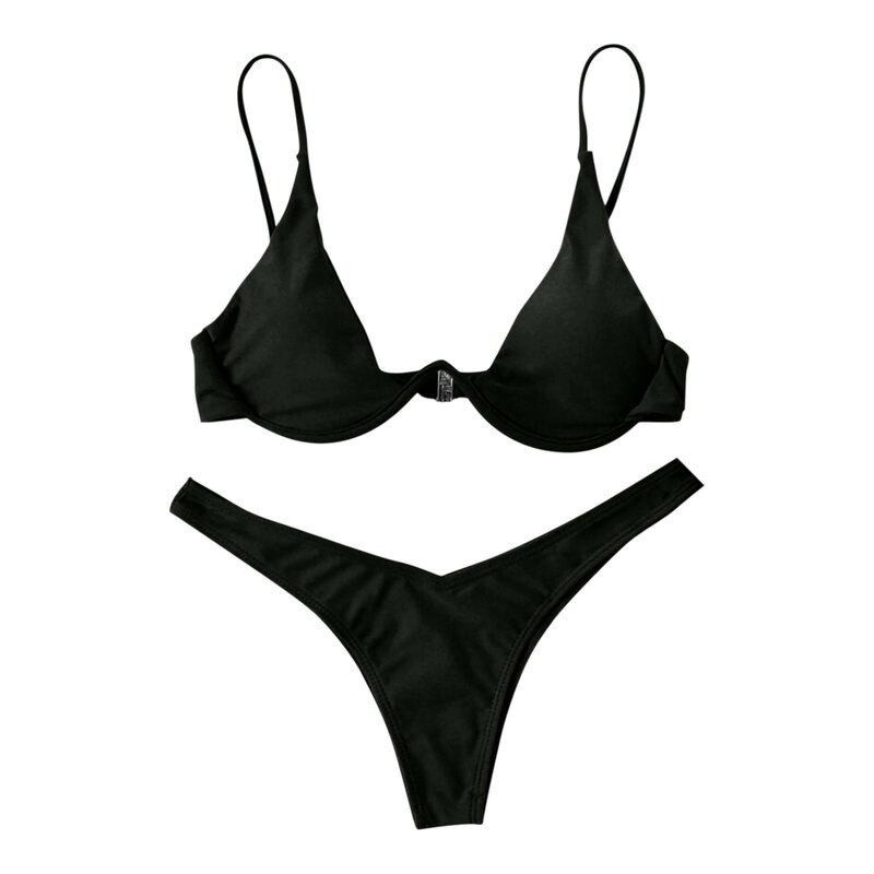 Frauen sexy Split-Stil einfarbig Bikini sswimsuit Fliege Badeanzug 2 Stück Set купальники 2024 женские conjuntos de biquínis