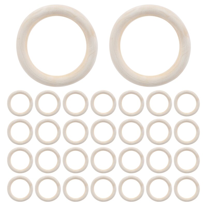 30Pcs 70Mm Wood Rings,Wooden Ring Wood Circles For DIY Crafts, Macrame Plant Hanger,Ornaments And Jewelry Making