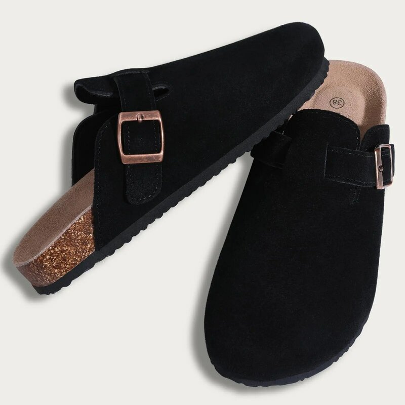 Sandal bakiak gabus hangat untuk pria sandal datar rumah Slip-on musim panas pria sandal pantai wanita sandal gabus mode Mules 2024