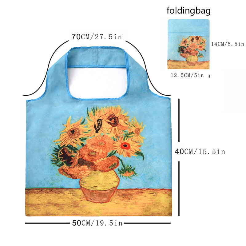 Van Gogh ręcznie malowany obraz olejny torba na zakupy słynny obraz torba do przechowywania składana torba podróżna jedno ramię