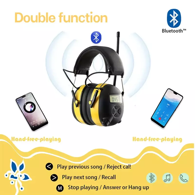 แขน5.1ถัดไปบลูทูธอิเล็กทรอนิกส์หูฟังป้องกันการได้ยินหูฟังดิจิตอล am/fm วิทยุป้องกันการได้ยิน