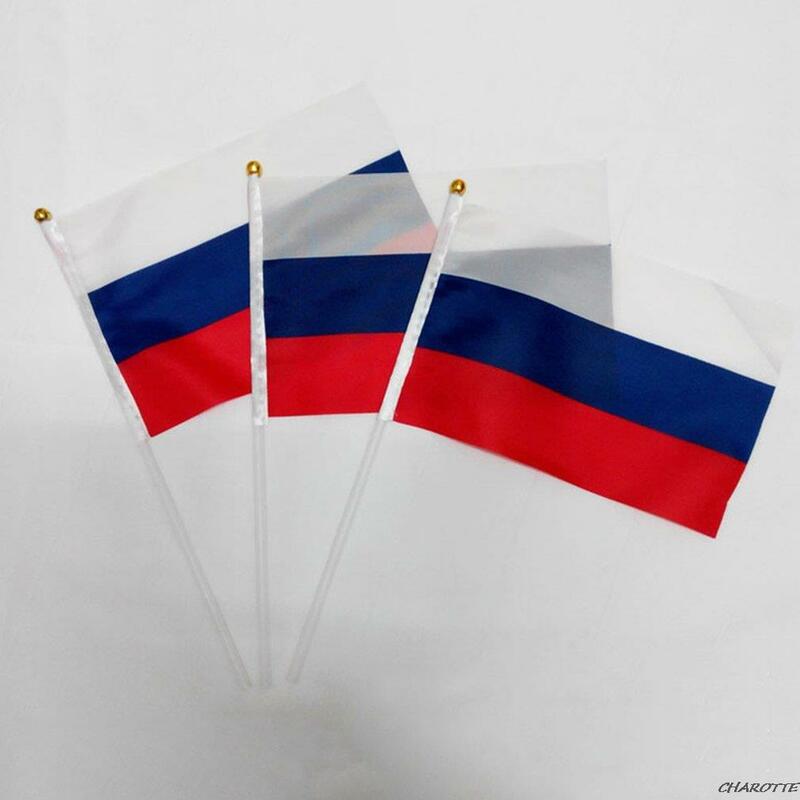 10 Stuks Oekraïne Stok Vlag, oekraïne 14*21Cm Handheld Mini Vlag Met Witte Pole-Levendige Kleuren En Kleurvast