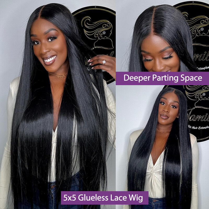 30 34 Inch 13x4 13X6 HD Transparent Lace Front Wig Bone Straight Human Hair Wig Lace Frontal Wig 5X5 Lace Closue Wigs For Women