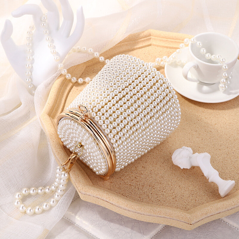 Neue Eimer Design Frauen Abend Taschen Perlen Halter Tag Kupplung Perle Hochzeit Braut Handtaschen für Party Kleine Geldbörse Frauen Tasche