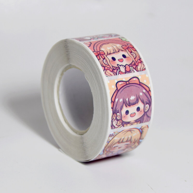 Manga Cartoon Roll adesivos para crianças, adesivos pintados à mão, etiqueta de selo circular, adesivos kawaii, brinquedos de anime, novo, fofo