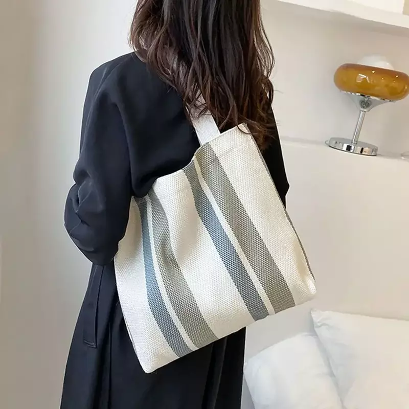SFN7 простая ретро-сумка, маленькие полосатые холщовые сумки для женщин, повседневные художественные вместительные сумки через плечо для женщин