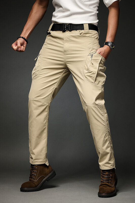 Jesień nowy styl męskie spodnie typu Casual mody kilka kieszeni spodnie Cargo wiosenne męskie spodnie bojowe bawełniane spodnie męskie rozmiar M-XXXL