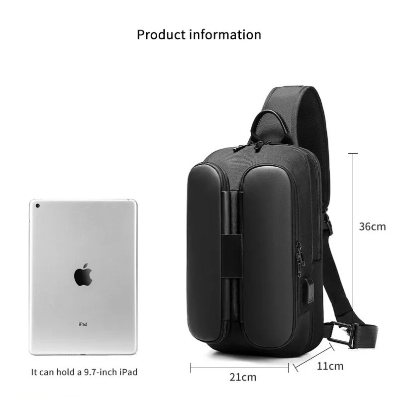 Men 'S Multifunction กระเป๋าสะพายไหล่ USB Crossbody กระเป๋ากันน้ำกระเป๋าเป้สะพายหลังกระเป๋ากล้องสำหรับชายหญิง
