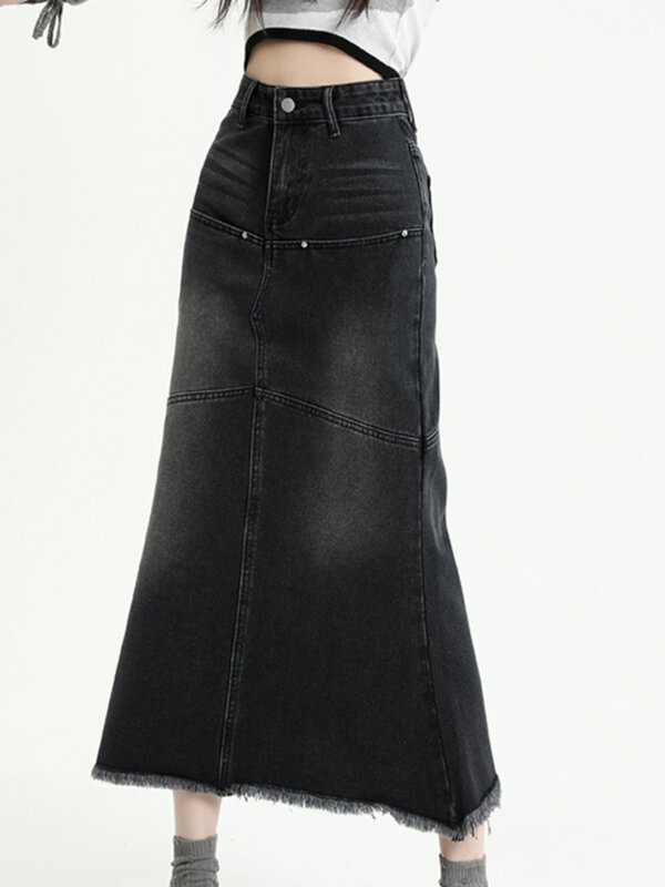 Spódnice damskie Hotsweet codzienny jeansowy szykowny pakiet biodra koreański styl eleganckie lato nieobszyte brzegi wygodny delikatny pikantny Temperament