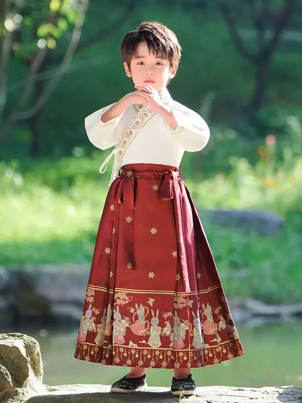 馬の顔のスカート,子供のための新しい中国の漢漢服,若いマスター,中国風のスタイル,tangスタイル