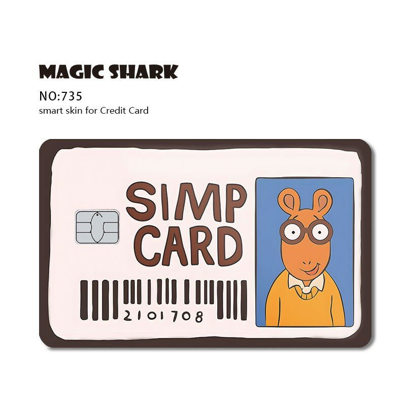 Cartoon Cover Case Film Skin Sticker, Tubarão Mágico, Chip Pequeno, Menina Bonita, Cão de Jogo, Pintura Spide, Cartão de Crédito