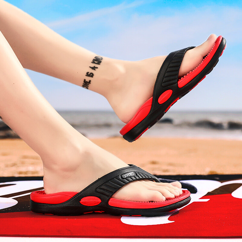 Beach Flip-Flops ชายฤดูร้อนรองเท้าแตะรองเท้าแตะนวดสบายรองเท้าลำลองผู้ชาย2022ผู้ชายแฟชั่น Flip Flops ร้อนขายรองเท้า