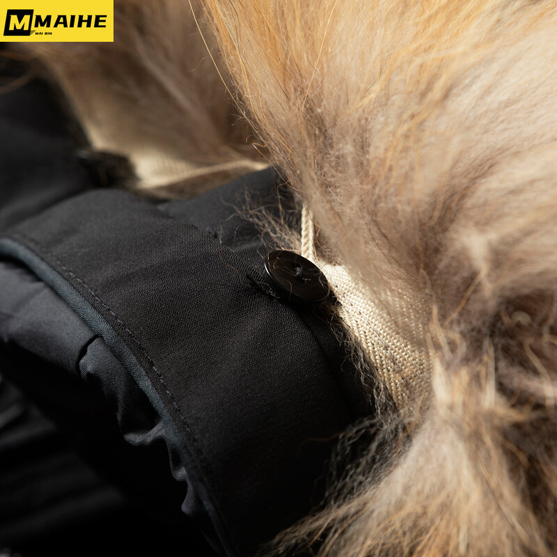 Mantel Parker musim dingin pria, hangat dipertebal berkerudung besar kerah bulu luar ruangan tahan angin pakaian kerja ukuran Plus 8XL