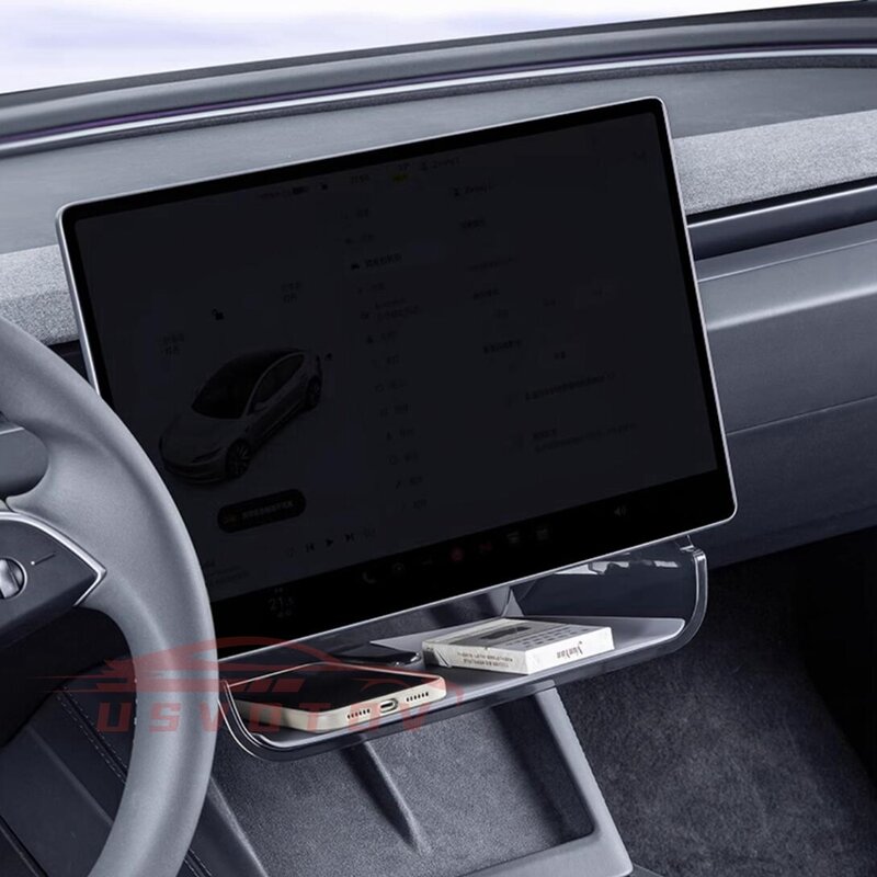 สำหรับ Tesla รุ่น Y รุ่น3คอนโซลกลางพื้นที่สูงพร้อมกล่องเก็บของใต้หน้าจอกันลื่นซับในด้านหลังที่เก็บของหน้าจอ