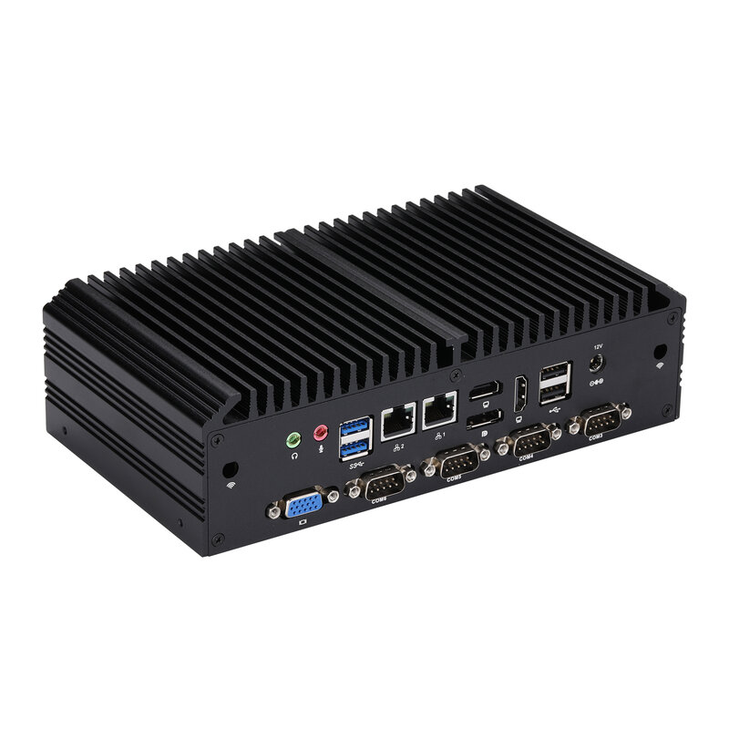 Qotom-Mini PC sans ventilateur Q31231X S10 Celeron i3-1215U 6 cœurs jusqu'à 4.40 GHz, 10M Cache 2*2.5 Gigabit LAN ,6 * RS232
