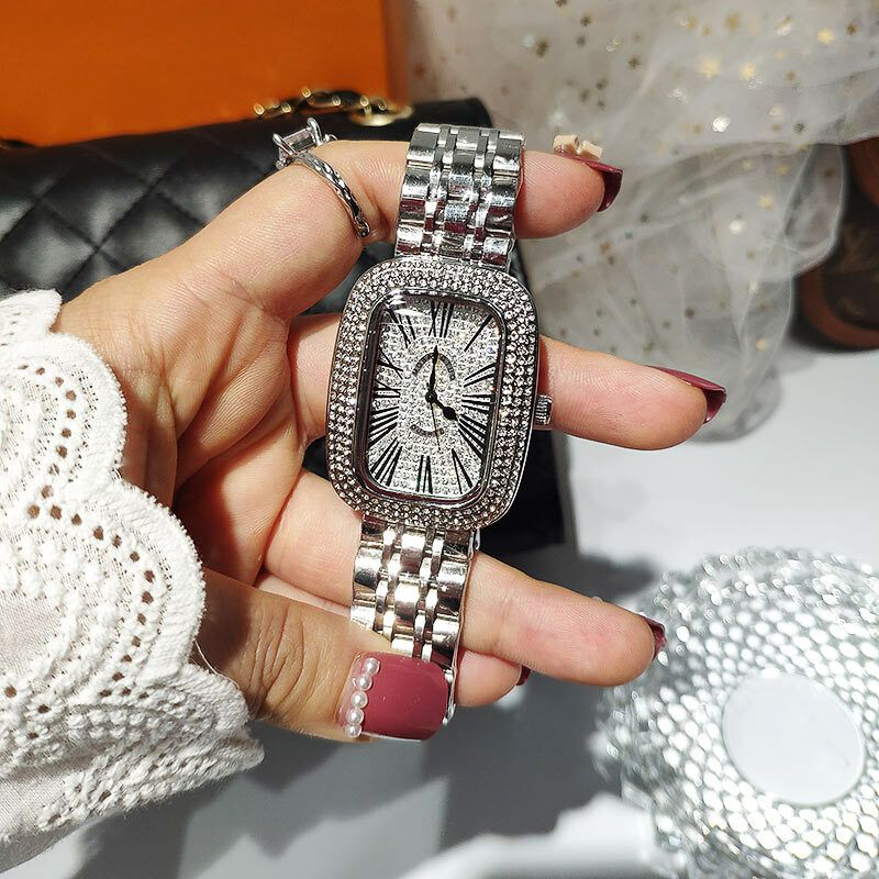 Top marka luksusowe kobiety zegarki jakości panie zegarek kryształowy diament zegarka kobiet z Rhinestone zegarek ze stali nierdzewnej