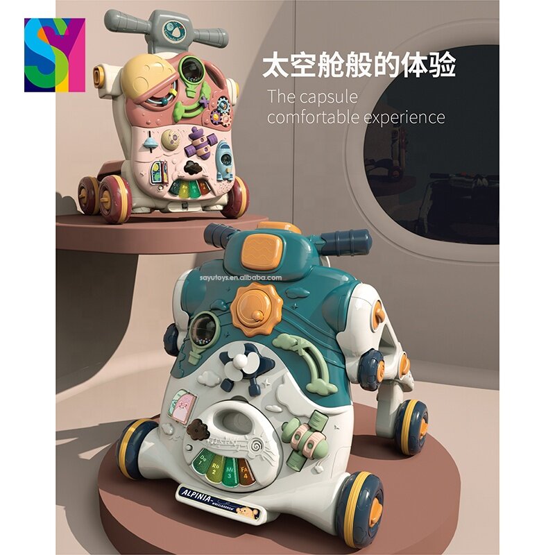 SY TOYS 2021 Indoor Stroller Children Multifunctional Early Learning Set Electronic Musical Activity Walker Trolley Baby Toy
